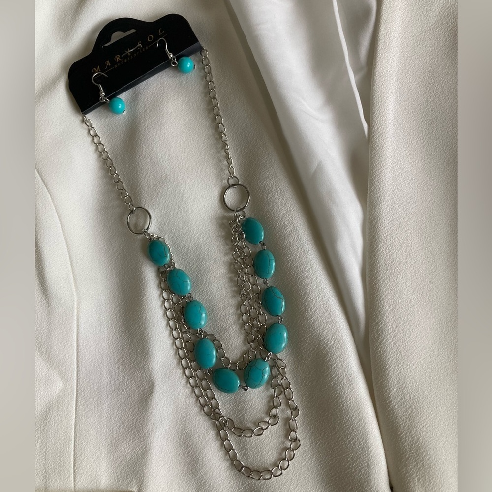 Turquoise matching necklace and earrings